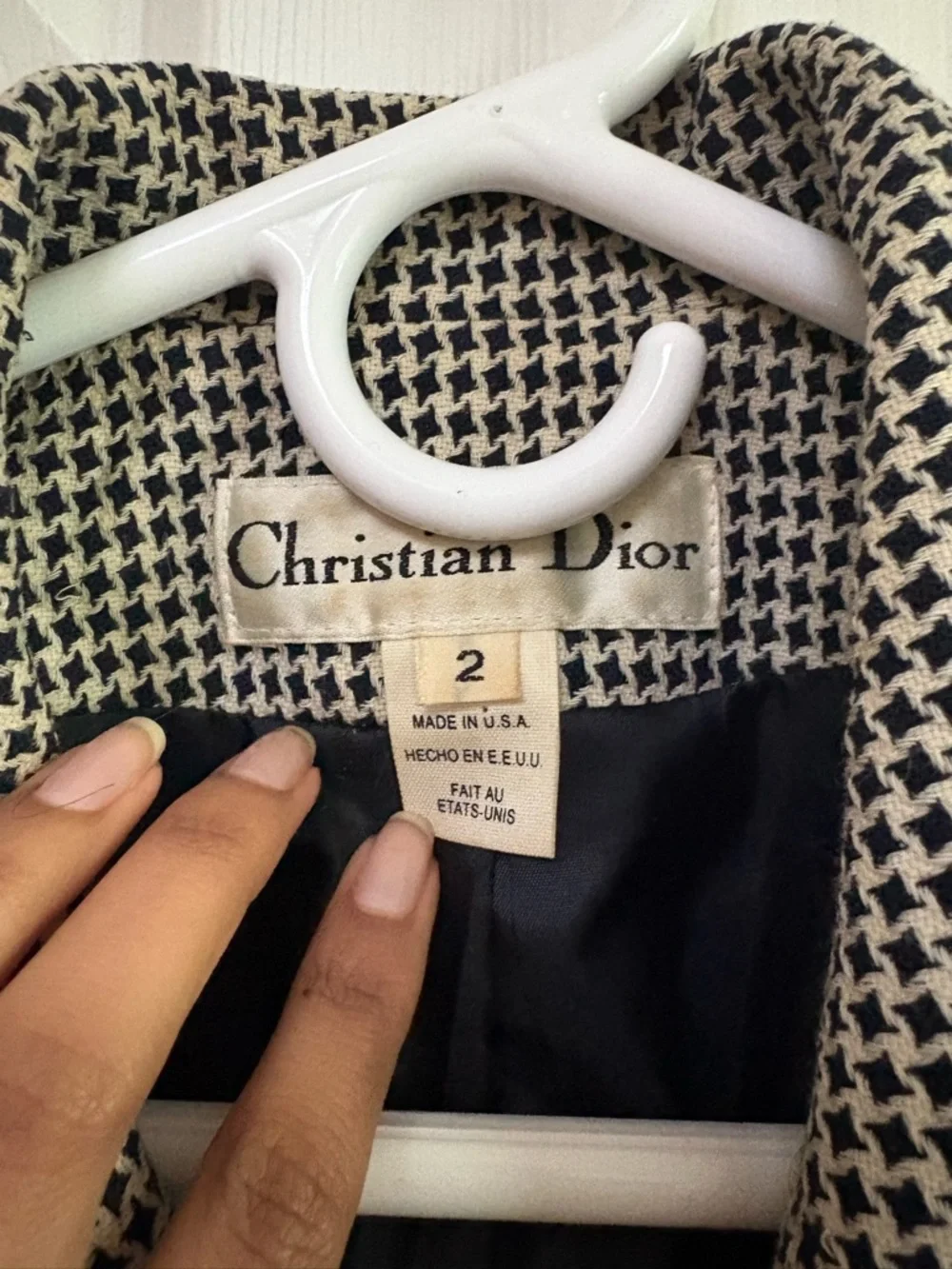 Dior Black and White Houndstooth Double-Breasted Blazer Jacket